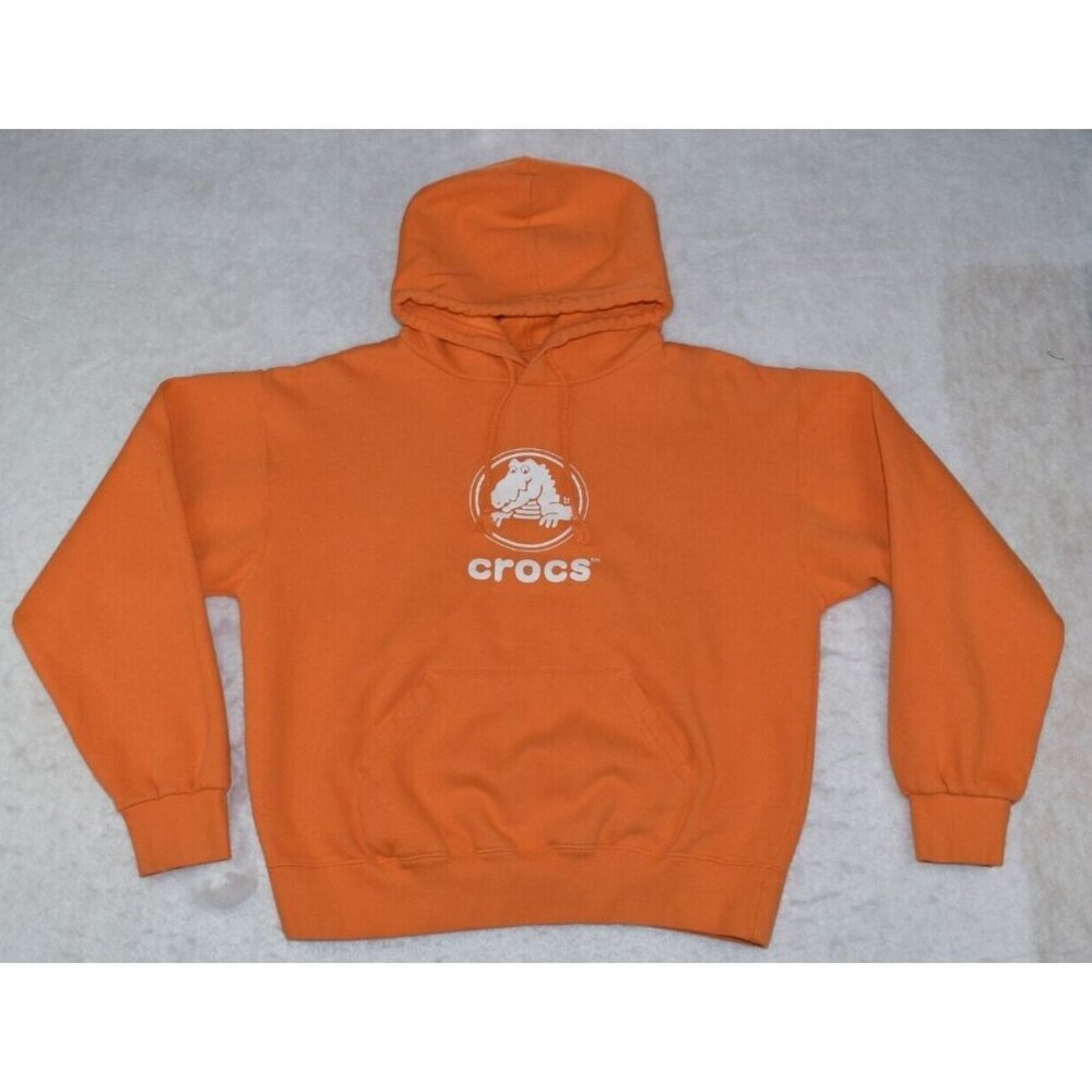 Crocs Sweatshirt Men's Size M Orange Printed Hoodie Pullover